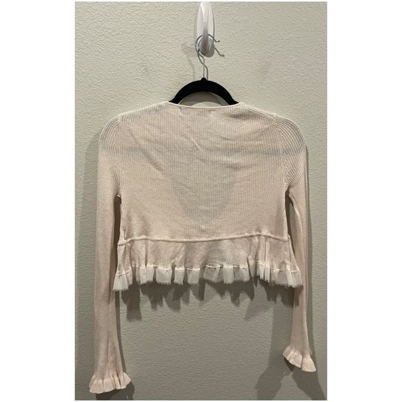 URBAN OUTFITTERS Yaryn Frill Tie-Up Light Pinko-Ivory Blouse - Picture 6 of 6